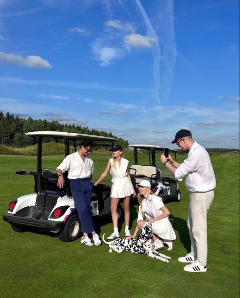 ✨Golf aesthetic. Classy couples aesthetic. Sporty & Rich aesthetic. Dalmation dog aesthetic. Preppy outfit ideas. White summer outfit ideas. Adidas sneakers aesthetic @Lizarudkevich ✨ #taylajaybeauty #classy #sporty #preppy #taylajay #golf #sportyandrich #style #adidas #sneakers #coupleportrait #photography #outfits #summerstyle #classycouples Aesthetic Dalmation, Old Money Friends, Rich Couple Aesthetic Classy, Sporty Rich Aesthetic, Outfit Ideas Adidas, Billionaire Family, Sporty And Rich Aesthetic, Couples Golfing, Preppy Outfit Ideas