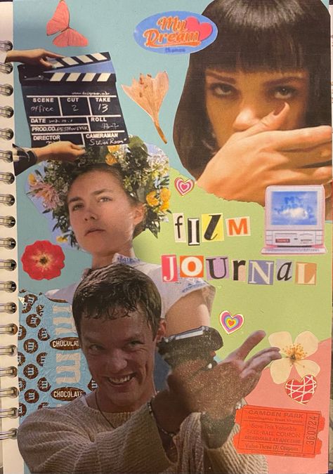 Film Journal Cover Ideas, Film Journal Cover, Matthew Lillard Scream, Film Scrapbook, Yearbook Covers Themes, Tv Journal, Camden Park, Scream 1996, Yearbook Cover