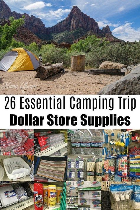 26 Essential Camping Trip Dollar Store Supplies Camping Ideas For Couples, Camping Hacks With Kids, Camp Recipes, Zelt Camping, Tent Camping Hacks, Camping Desserts, Camping Snacks, Camping 101, Camp Gear