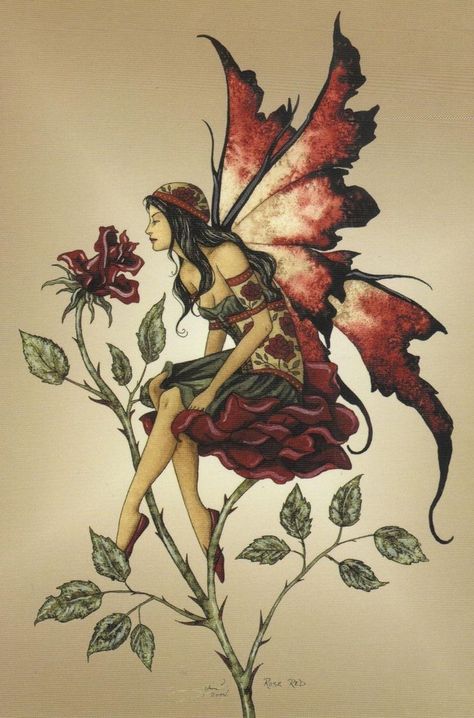 Gothic Fairy Tattoo, Amy Brown Art, Amy Brown Fairies, Fairy Tattoo Designs, Rose Fairy, Fairy Drawings, Elves Fantasy, Flower Artists, Amy Brown