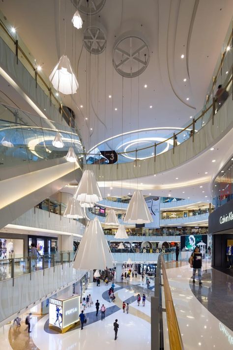 Korean Shopping Mall, Korean Shopping, Mall Interior, Shopping Mall Interior, Mall Facade, Ceiling Art, Mall Design, Shop Front Signage, Candle Packaging