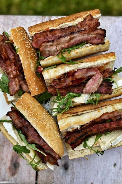 Baguette Fillings Ideas, Sourdough Baguette Sandwich, Baguette Sandwich Ideas, Canadian Bacon Sandwich, Bacon Baguette, Breakfast Baguette, Sandwich Specials, Ideas Healthy Lunch, Sandwich Baguette