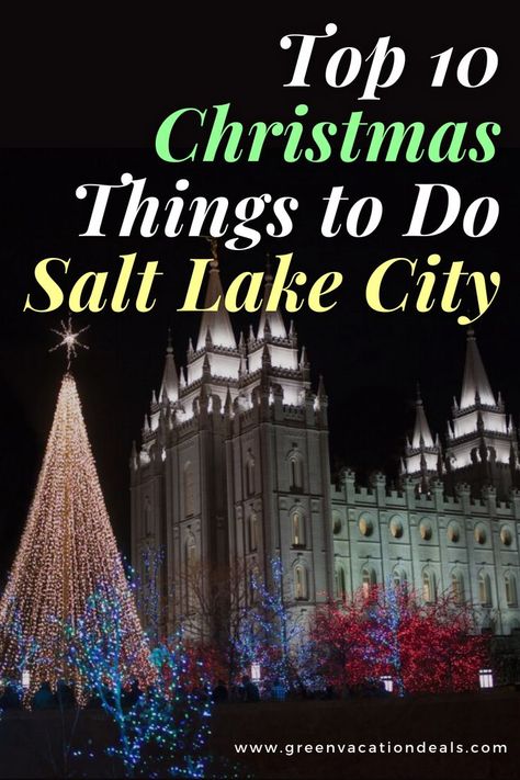 The 10 best Winter & Christmas things to do in Salt Lake City Utah. Fun activities for the Christmas season in the Salt Lake City area. Family friendly events, activities for friends & more. Includes a Festival of Lights, drive-through Christmas event, live entertainment & winter sports options (snowmobiling, snowshoeing, ice fishing, skiing & snowboarding). Great ideas if you’re planning a trip to Salt Lake City during the winter months or holiday season or if you're local to SLC. #SaltLakeCity Salt Lake City Utah Winter, Activities For Friends, Park City Utah Winter, Snow Vacation, City Holiday, Christmas Things To Do, Christmas Concert, Park City Utah, Christmas Things