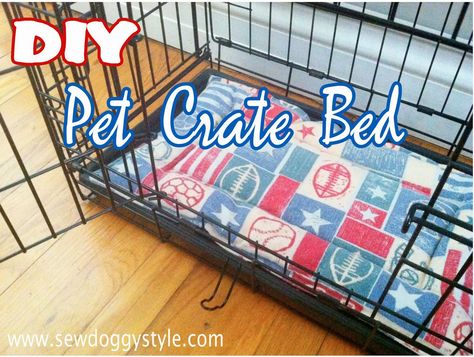 DIY Pet Crate Bed made from a flannel pillow cover and a strip of quilt batting. Diy Dog Crate Bed, Dog Crate Pad, Diy Dog Crate Pad, Dog Crate Pads, Dog Crate Bed, Diy Dog Crate, Crate Mat, Crate Bed, Diy Tumblr