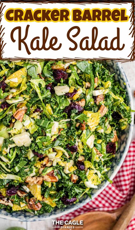 Cracker Barrel Kale Salad Recipe, Dressing Salad Recipes, Kale Salad Dressing, Maple Dressing, Copycat Cracker Barrel, Kale Slaw, Dressing Salad, Clean Eating Salads, Salad Recipes Healthy Easy