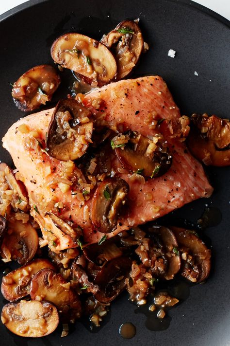 Salmon With Sautéed Mushrooms, Shallots and Fresh Herbs Recipe - NYT Cooking Shallots And Mushrooms, Salmon Mushrooms Recipes, Fish Mushroom Recipe, Fish And Mushrooms, Mushroom Salmon Recipes, Fish With Mushrooms Recipes, Fish And Mushroom Recipe, Salmon With Mushroom Sauce, Salmon Mushroom Recipes