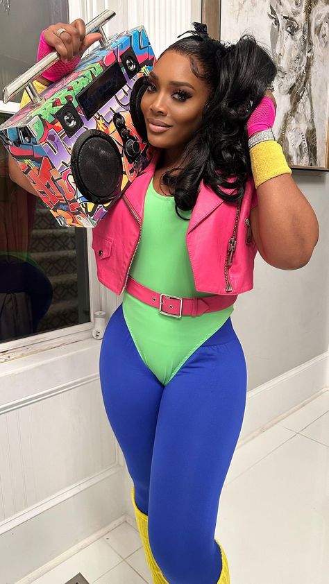 Yandy Smith-Harris | Just your average around the way girl💕🎉 . . My boo @rasheeda threw her hubby @frost117 an EPIC 80s Harlem style party in ATL. We had a… | Instagram 80s 90s Theme Party Outfit, 80 Hip Hop Fashion Women, 90's Female Hip Hop Fashion, 90s Theme Outfit Ideas, House Party Themed Party 90s Outfit, 80’s Theme Party Outfit, 80s Fashion Black Women Party, 1980 Party Outfit, 90s Fashion Black Women Hip Hop