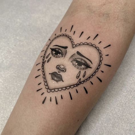 Female Gaze Tattoo, Cute And Funky Tattoos, Symmetrical Torso Tattoo, Shade Work Tattoo, Patch Work Leg Sleeve Tattoo Woman, Grudge Tattoos Women, Sweet Tart Heart Tattoo, Clown Heart Tattoo, Trendy Tattoos 2024