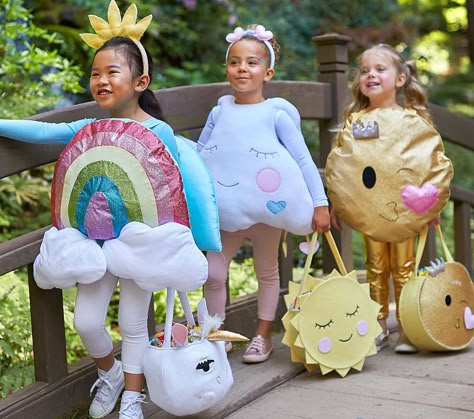 Emoji Halloween Costume, Emoji Costume, Cloud Costume, Rainbow Emoji, Dino Costume, Kids Rainbow, Pb Kids, Felt Heart, Group Halloween Costumes