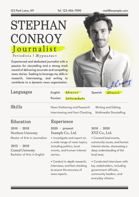 Journalist resume template, editable design | premium image by rawpixel.com / Wit Journalist Portfolio, Resume 2024, Creative Resume Ideas, Unique Resume Design, Curriculum Vitae Design, Portfolio Reference, Unique Resume, Newspaper Magazine, Creative Cv