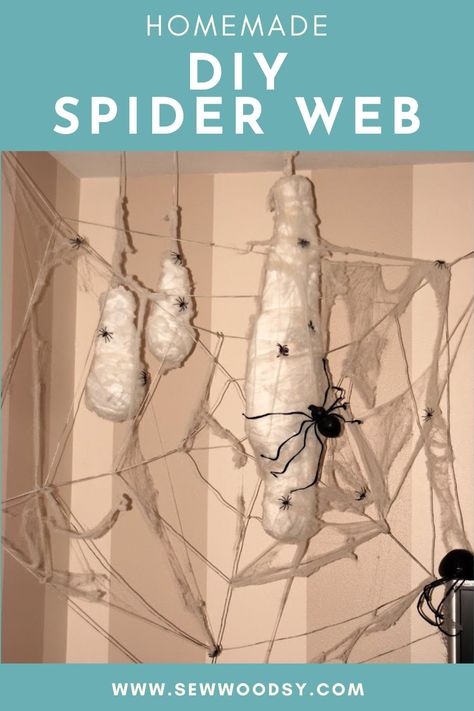 Rope Spider Web, Diy Spider Web, Spider Web Diy, Diy Spider, Large Spiders, White Tape, Black Spray Paint, Spider Webs, Halloween Projects