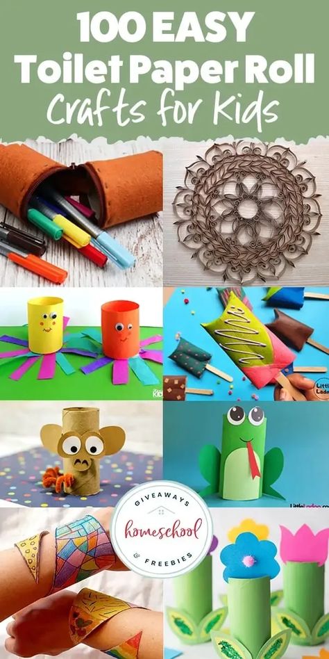 Are you looking for some easy toilet paper roll crafts? Check out this huge list of 100 crafts your kids can make using toilet paper tubes. Diy Toilet Paper Roll Crafts, Easy Toilet Paper Roll Crafts, Tissue Roll Crafts, Paper Tube Crafts, Paper Roll Crafts For Kids, Cardboard Tube Crafts, Diy Toilet Paper, Tube Crafts, Toilet Roll Craft