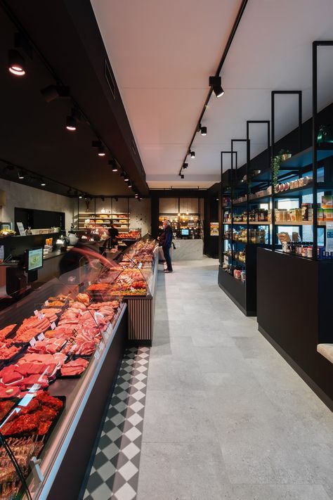 Food Store Design, Butcher Store, Store Counter Design, Local Butcher Shop, Restaurant Exterior Design, Bbq Shop, Meat Store, Meat Restaurant, Bakery Design Interior