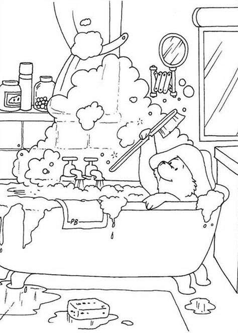 Paddington Bear Play With Buble In Bathtub Coloring Page : Color Luna Paddington Bear Party, Oso Paddington, Bear Coloring Pages, Paddington Bear, Bear Party, Free Printable Coloring, Free Printable Coloring Pages, Bear Toy, Printables Kids