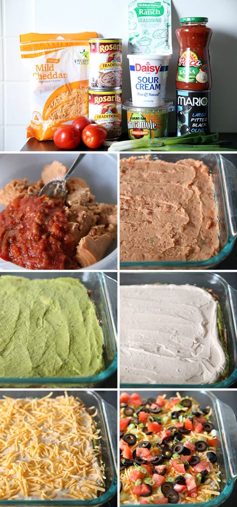 Ultimate Seven Layer Bean Dip ~ https://reallifedinner.com Seven Layer Bean Dip, Layer Bean Dip, Layered Dip Recipes, Layered Bean Dip, Bean Dip Recipes, Seven Layer Dip, Layer Dip, Dip Recipes Easy, Bean Dip