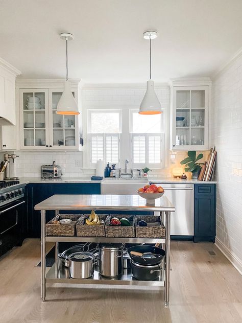 Kitchen With Stainless Steel Island, Metallic Kitchen Island, Stainless Island Kitchen, Amazon Kitchen Island, Kitchen Island Exposed Shelves, Stainless Kitchen Island, Stainless Steel Island Kitchen, Industrial Kitchen Design Stainless Steel, Kitchen Island Apartment