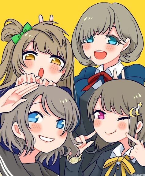 Bff 4 Friends Anime, 4 Best Friends Drawing Cute, Anime Group Of Friends, Background Couple, Kotori Minami, Persona Anime, Anime Group, Anime Vs Cartoon, Anime Friendship