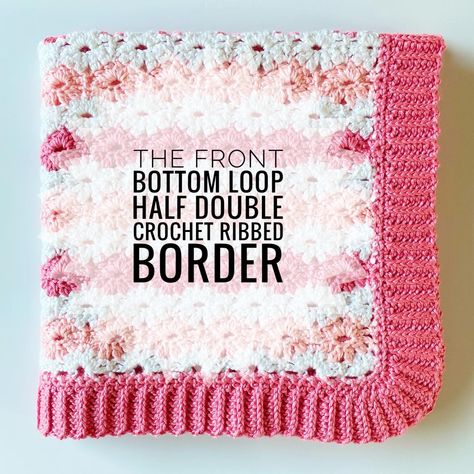 This is a video tutorial for how to complete the front bottom loop half double crochet ribbed border. Bernat Blanket Border Crochet, Border For Half Double Crochet Blanket, Daisy Farms Crochet Patterns, Front Loop Half Double Crochet, Double Shell Crochet Border, Crochet Blanket Scallop Border, Crochet Blanket Border, Crochet Blanket Edging, Crochet Border Patterns