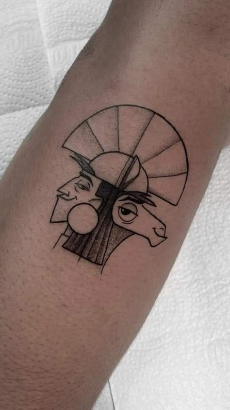 Pixar Movie Tattoos, Emperors New Groove Tattoo Ideas, Emporers New Groove Tattoo, Incredibles Tattoo, Kuzco Tattoo, Unique Disney Tattoos, Emperors New Groove Tattoo, Disney Tattoo Designs, Movie Inspired Tattoos