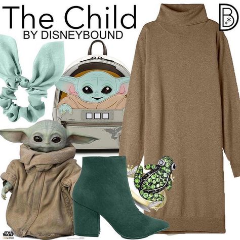 Disneybound Casual, Star Wars Inspired Outfits, Baby Yoda Costume, Star Wars Disneybound, Disney Xmas, Yoda Costume, Disney Bound Outfits Casual, Disneybound Outfits, Goth Disney