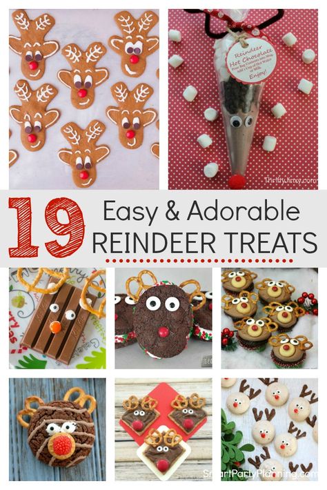 19 of The Best Reindeer Treats You'll Love For Christmas via @https://au.pinterest.com/smartpartyplan/ Reindeer Party Theme, Rudolph Desserts, Reindeer Treats For Kids, Reindeer Themed Food, Reindeer Snacks For Kids, Rudolph Treats, Reindeer Snack, Daycare Treats, Rudolph Party