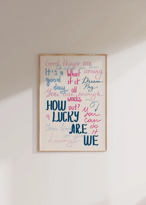 How Lucky Are We Wall Art Print Navy Blue Pink Preppy Print Retro Trendy Wall Art Aesthetic Dorm Decor Bedroom Wall Art Quote Printable - Etsy Etsy Room Decor Aesthetic, Poster Inspiration Bedroom, Small Wall Prints, How Lucky Are We, Blue Aesthetic Prints, Wall Prints Bedroom, Navy Blue Rooms, Lucky Quotes, College House