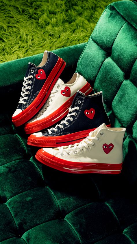 Blood Converse, Com Des Garcons, Trill Fashion, Camera Poses, Shoe Photography, Cdg Converse, Play X Converse, Converse Comme Des Garcons, Comme Des Garcons Converse