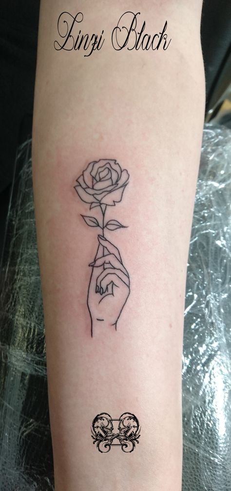 Hand Holding Lit Match Tattoo, Line Art Hand Holding Flower, Hand With Rose Drawing, Tattoo Of Hand Holding Flowers, Hand Holding Something Tattoo, Hand Holding Candle Tattoo, Hand With Rose Tattoo, Holding A Rose Drawing, Tattoo Of Hands Holding Something