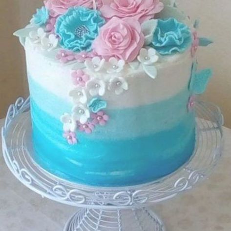 Mint Green Cakes, 12th Birthday Cake, Blue Birthday Cakes, Salted Caramel Cake, Wedding Cake Ombre, 10 Birthday Cake, Cake Girl, 21st Birthday Cakes, Flower Cakes