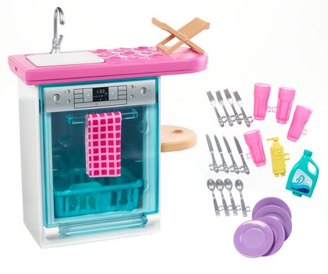 Free 2-day shipping on qualified orders over $35. Buy Barbie Indoor Furniture Set with Kitchen Dishwasher & Accessories at Walmart.com Barbie Playsets, Accessoires Barbie, Barbie Doll Set, Barbie Sets, Barbie Doll Accessories, Barbie Kitchen, Barbie Doll House, Doll Clothes Barbie, Barbie Toys