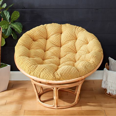 Elevate your relaxation to new heights with our exquisite Soft-Textured Corduroy-Like Fabric Indoor Papasan Cushion, meticulously crafted right here in North America. Small Papasan Chair, Boho 70s Decor, Papasan Chair Living Room, Papasan Chair Cushion, Papasan Cushion, La Apartment, Shared Apartment, Cozy Reading Corners, Bean Bag Chair Kids