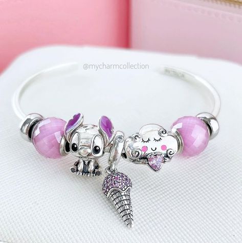 Patricia - Charms & Brazaletes on Instagram: "Happy Tuesday dear friends! Stitch chilling out with Love cloud bead 🤭💖 and the Ice cream dangle to add a playful touch to the bangle 🍦 #mycharmcollection #pandoradisney #moressxmycharm #pandoracharms #charmbangle" Pandora Disney, Bracelet Ideas, Charm Bangle, Pandora Bracelets, Happy Tuesday, Pandora Bracelet, The Ice, Pandora Charms, Dear Friend