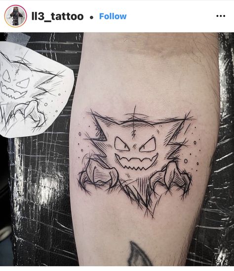 Gengar Tattoo, Pokemon Tattoos, Pikachu Tattoo, Her Tattoo, One Tattoo, Gengar Pokemon, Nerd Tattoo, Clown Tattoo, Sharpie Tattoos