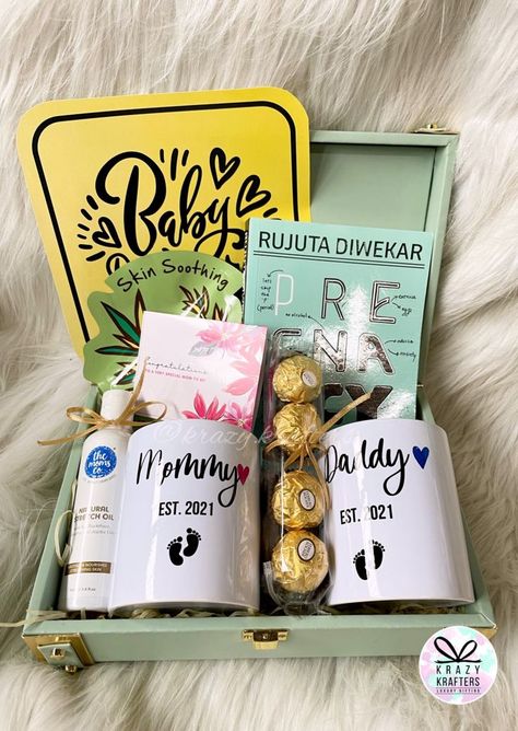 Gift a 'Congratulations, You are going to be a Mom' hamper & Personalize it with her name via @krazykrafters_. Get in touch with us via WhatsApp +91 7021458085 or Instagram DM @krazy.krafters. Shipping available PAN India. #pregnancyhamper #newmomgifts #newmommygifthamper #newmomhamper #babyhamper #babyshowergifts #parentstobegifts #personalisedgifts #personalisedmomtobehampers #newmom #newmother Saying Goodbye To Friends, Goodbye To Friends, Fathers Day Gift Basket, New Mommy Gifts, Pregnancy Congratulations, Christmas Gift Hampers, New Baby Flowers, Celebrating Friendship, Mom Gift Basket