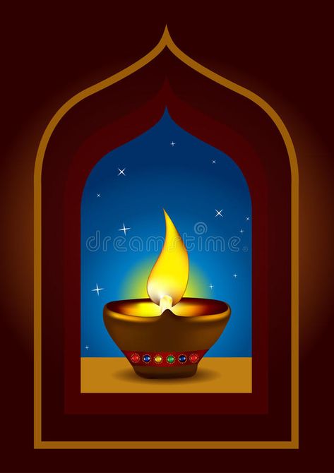 Illustration about Diwali Diya - Oil lamp for deepawali celebration - Vector illustration. Illustration of orange, diwali, concept - 16532670 Diwali Art Painting, Diwali Board, Diya Drawing, Arch Illustration, Illustration Window, Diwali Painting, Window Arch, Easy Scenery, Diwali Background