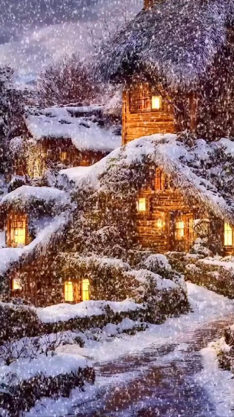 Winter Scenes Wonderland, Winter Christmas Scenes, Holiday Gif, Animation Wallpaper, Merry Christmas Gif, Dark Landscape, Snow Falling, Christmas Scenery, Cabin Christmas