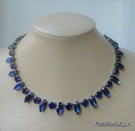 Check out this item in my Etsy shop https://www.etsy.com/ca/listing/679432216/sapphire-crystal-necklacenavy-blue 18th Century Jewelry, Something Blue For Bride, Navy Blue Jewelry, Blue Jewellery, Bombay Sapphire, Bride Necklace, Statement Choker, Necklace Bridal, Mother Of Bride