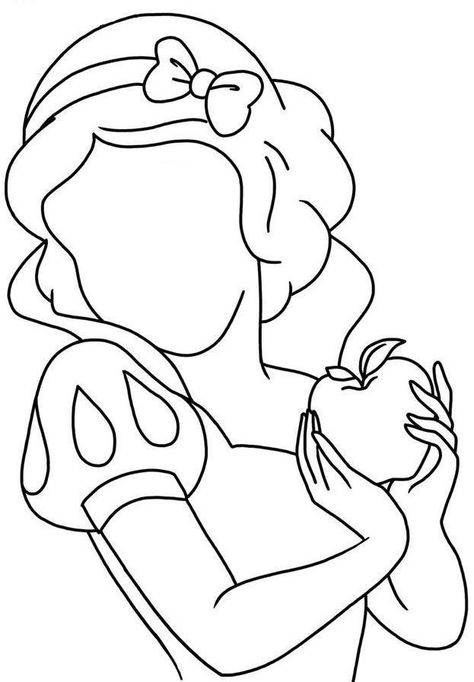 Princess Outline Drawing, Disney Princess Outline Drawing, Minimalist Coloring Page, Disney Line Drawing, Snow White Outline, Line Art Disney, Disney Line Art, Princess Line Art, Disney Characters Outline