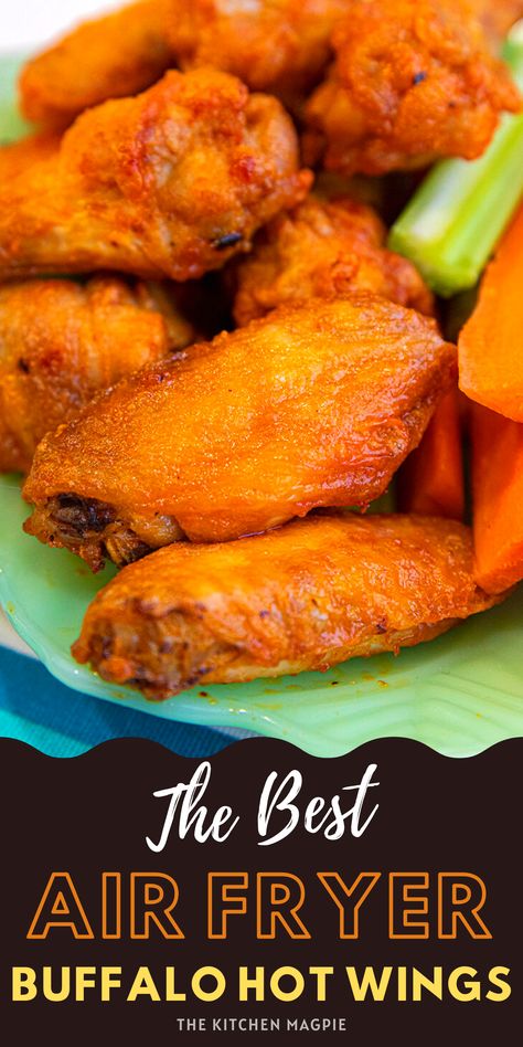 Buffalo Hot Wings Recipe, Air Fryer Buffalo Wings, Buffalo Hot Wings, Hot Wing Recipe, Air Fryer Wings, Wings Recipe Buffalo, Air Fry Recipes, Air Fryer Recipes Chicken, Deep Fryer