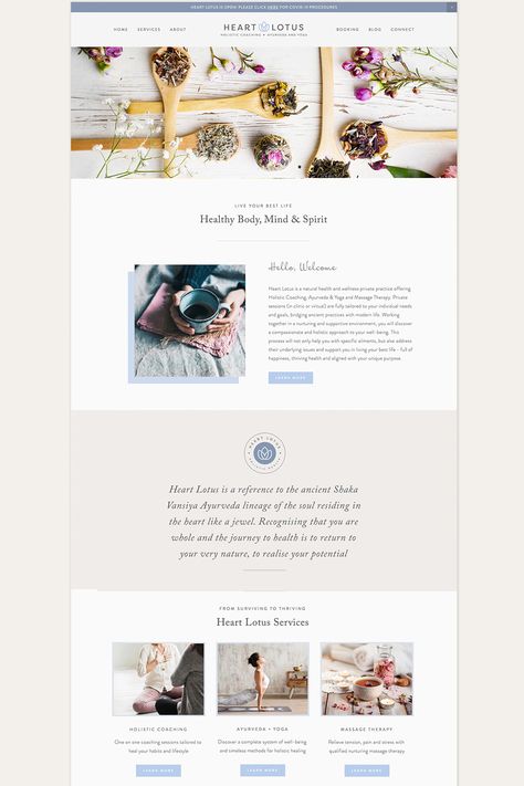 Ayurveda Website Design, Spa Website Design Inspiration, Holistic Website Design, Yoga Website Design, Therapy Website Design, Yoga Web, Yoga Website, Website Trends, Wellness Website