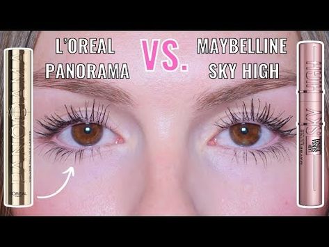 MAYBELLINE SKY HIGH MASCARA VS. L'OREAL PANORAMA MASCARA | REVIEW & 8 HOUR WEAR TEST - YouTube Mascara Best, Best Drugstore Mascara, Telescopic Mascara, Maybelline Lash Sensational, Drugstore Mascara, Mascara Review, Makeup To Buy, Sky High, Maybelline