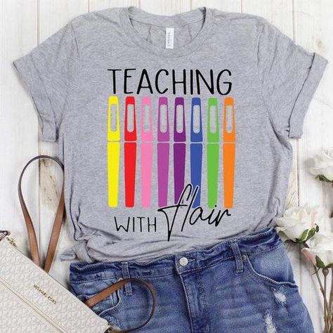 Teaching With Flair, Flair Pens, Teaching Shirts, Teacher Tshirts, School Shirts, Graphic Tees Women, Perfect Shirt, Teacher Shirts, Teacher Appreciation