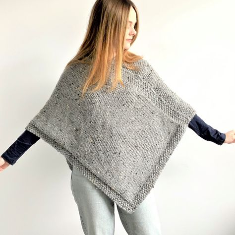 Knitting Pattern PDF in ENGLISH  PEACE PONCHO **  Not the actual item Available as part of a BUNDLE  https://thelonelysea.etsy.com/listing/1447689839 For more PONCHOS  https://www.etsy.com/uk/shop/TheLonelySea?ref=shop-header-name&listing_id=556281492&from_page=listing&section_id=29163525 Easy      Chunky/bulky yarn      Knit FLAT and sewn up  A warm, chunky poncho to wrap up in for that walk by the sea. The simple pattern is reminiscent of a calm, peaceful sea, with moss stitch for the edges, ( Knitted Poncho Patterns, Poncho Knitting Patterns Free, Easy Poncho Knitting Pattern, Diy Shawl, Poncho Knitting, Winter Walking, Poncho Patterns, Winter Poncho, Shawl Winter