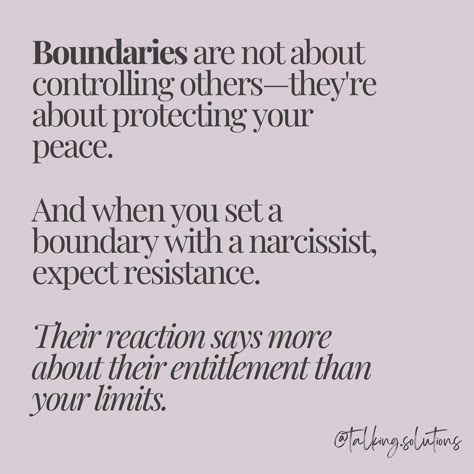 ➡️Setting boundaries with a narcissistic coparent takes consistency, patience, and resilience. Remember: ✨Their reaction doesn’t mean your boundary is wrong. ✨Boundaries are for YOU, not to control them. (Otherwise, that may just be an expectation you’re setting). ❕You deserve peace and stability, even in coparenting. Protect it with firm, consistent boundaries.🤍 Boundary Quotes Toxic People, Boundaries For Narcissists Quote, Lysa Terkeurst Quotes Boundaries, Mother In Law Boundaries, Crossing Boundaries Quotes, Setting Boundaries Quotes Families, Quotes About Boundaries Families, Quotes About Control, Narcissists Quotes