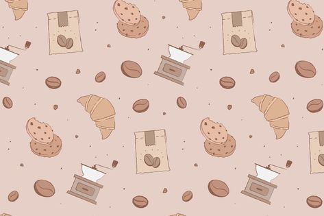 Cute Cookies Wallpaper, Cafe Pattern, Bakery Background, Coffee Bakery, Cookie Vector, International Coffee Day, Coffee And Cake, Cake Vector, Background Desktop