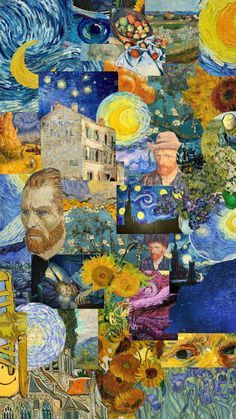 Confira os shuffles de elinasalehzadeh #vangogh #vangoghart #art #blue #yellow #vibes #vintage #wallpaper #background #aesthetic Vango Art, Diy Crochet Hook, Trippy Stuff, Van Gogh Wallpaper, Wallpaper Background Aesthetic, Van Gogh Style, Mixed Media Collage Art, Media Collage Art, Art Alevel