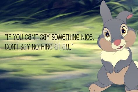 Thumper is my favorite Disney character; my kids say this saying is their favorite "momism" Personal Philosophy, Disney Sidekicks, Inspiration Journal, Bambi Disney, Say Something Nice, Disney Fanatic, Bunny Rabbits, Old Disney, Disney Holiday