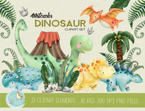 Triceratops Watercolor, Dinosaur Scene Art, Dinosaur Brachiosaurus, Watercolour Dinosaur, Dinosaur Children Art, Dinosaur Landscape Illustration, Watercolor Dinosaur, Dinosaur Clipart, Decor Stickers