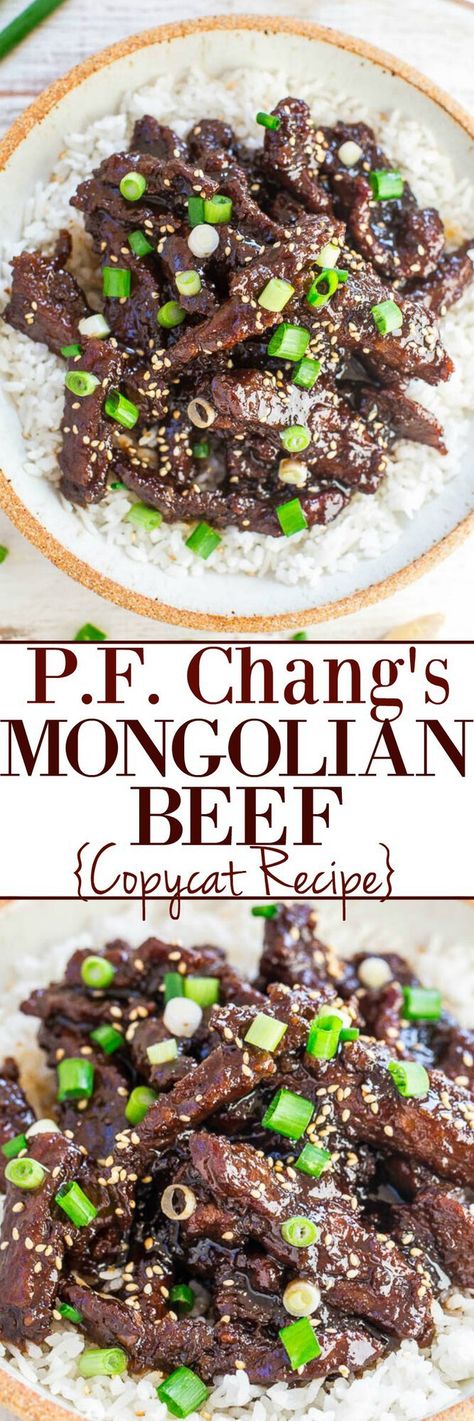 20-Minute Copycat P.F. Chang's Mongolian Beef - Averie Cooks Mongolian Beef Recipes, Iron Recipes, Mapo Tofu, Dish Ideas, Mongolian Beef, Fun Recipes, Copycat Recipe, Beef Dishes, The Restaurant