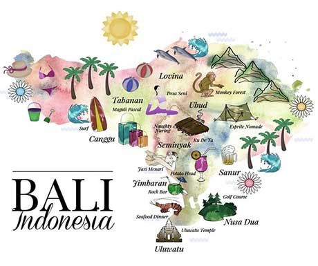 Bali Map Travel, Bali Map Illustration, Bali Postcard, Dream Holiday Destinations, Map Of Bali, Bali Experience, Bali Packing List, Bali 2023, Bali Map